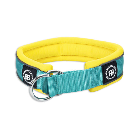4cm Slip on Collar | Soft Padded & Reflective - Turquoise & Yellow v2.0