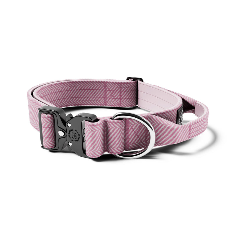 4cm Herringbone Combat® Collar | With Handle & Rated Clip - Soft Pink