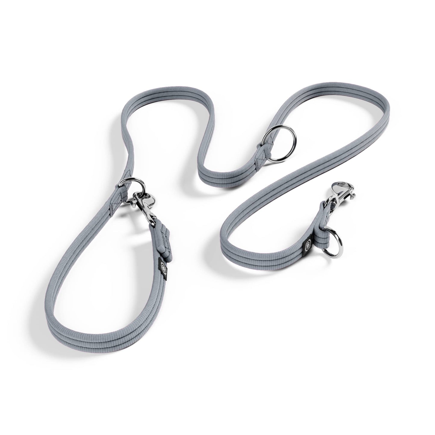 Double Ended Training Lead | All Breeds - Durable & Soft 2m Lead - Metal Grey