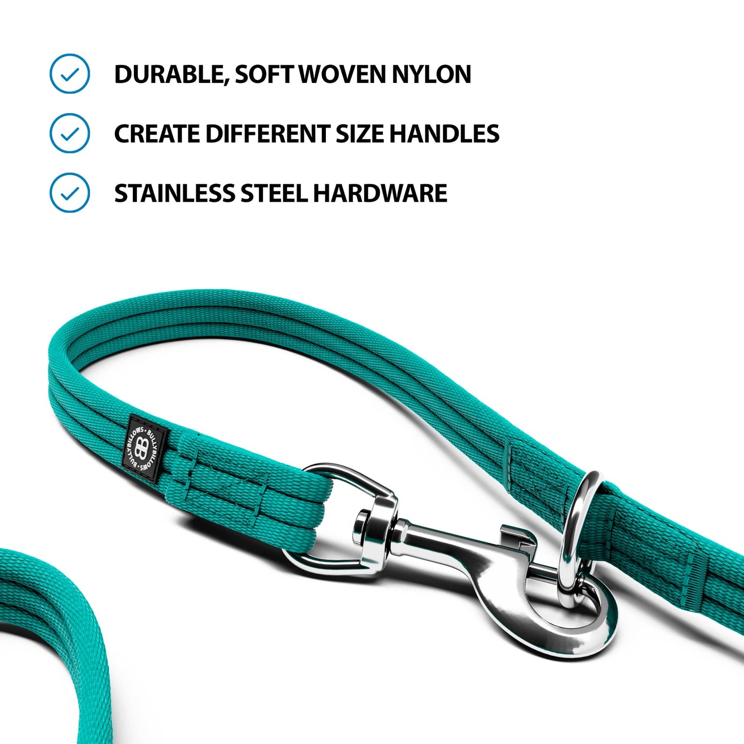Double Ended Training Lead | All Breeds - Durable & Soft 2m Lead - Turquoise