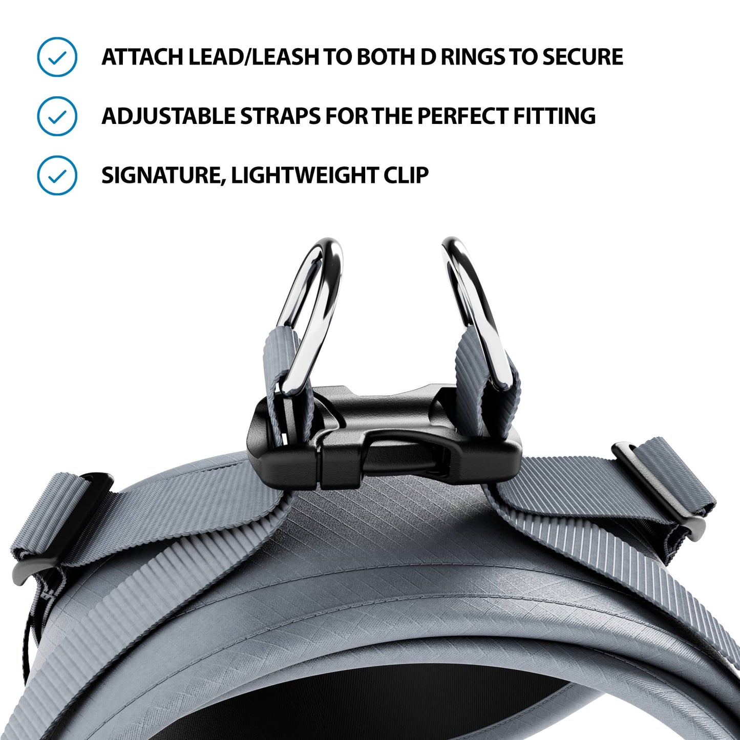 Boomerang Harness - Non Restrictive, Lightweight, Small - Medium Breeds - Grey