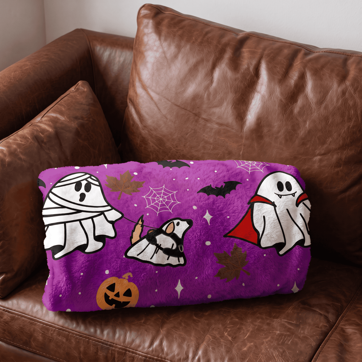 Halloween BooBillows - Purple | Luxury Human & Dog Blanket