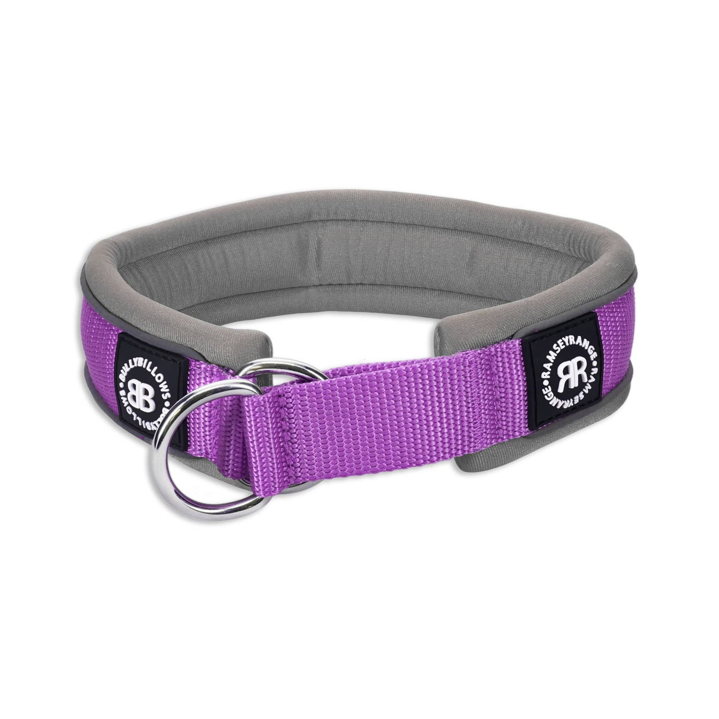 4cm Slip on Collar | Soft Padded & Reflective - Purple & Metal Grey v2.0