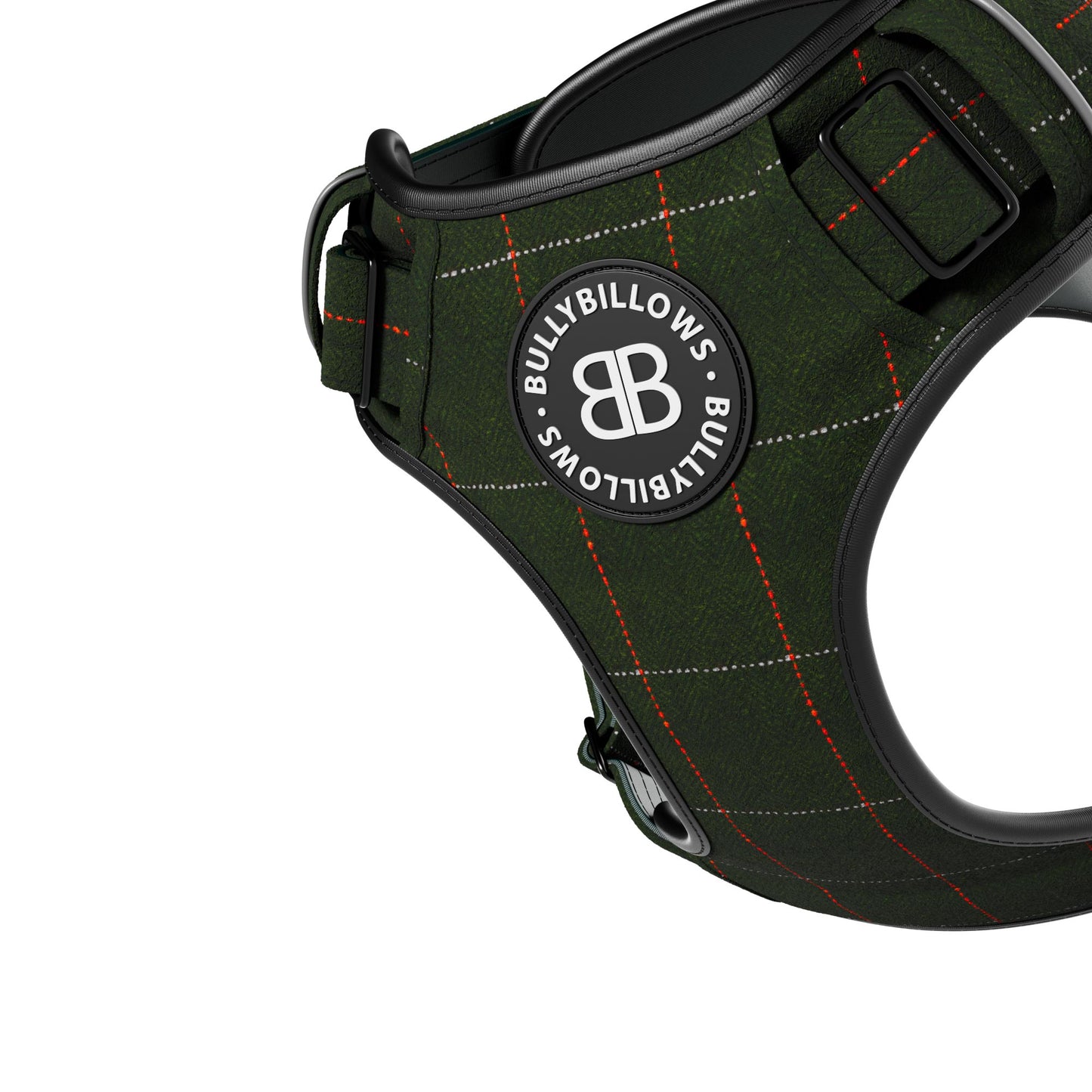 Premium Comfort Tweed Harness | Non Restrictive & Adjustable - Forest Green