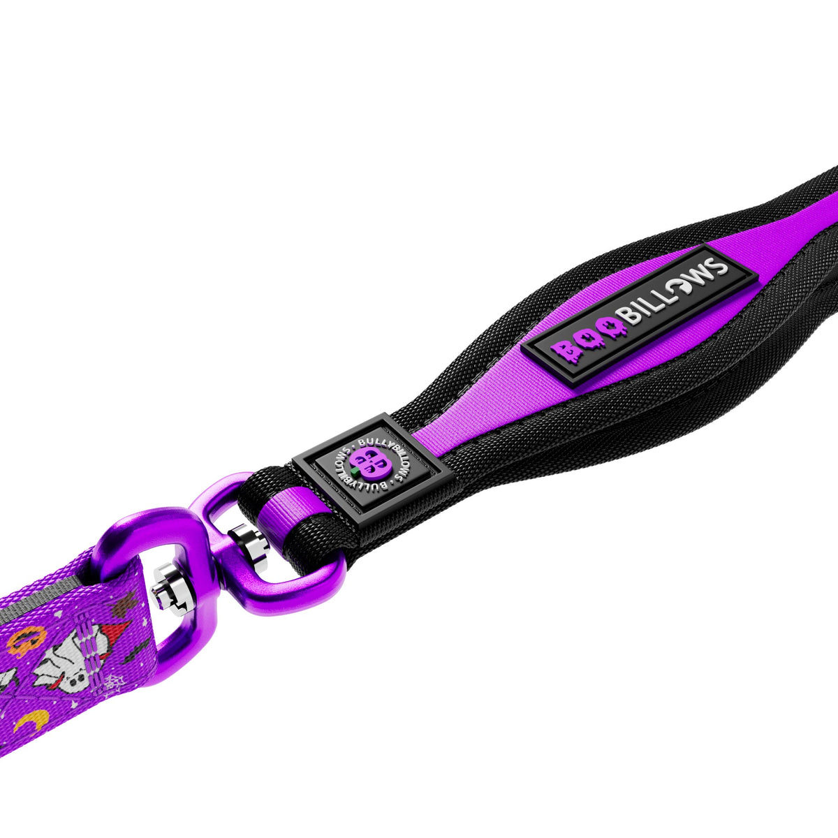 1.2m Lighter Swivel Combat Lead | Anti-Tangle & Secure Clip - Halloween BooBillows - Purple