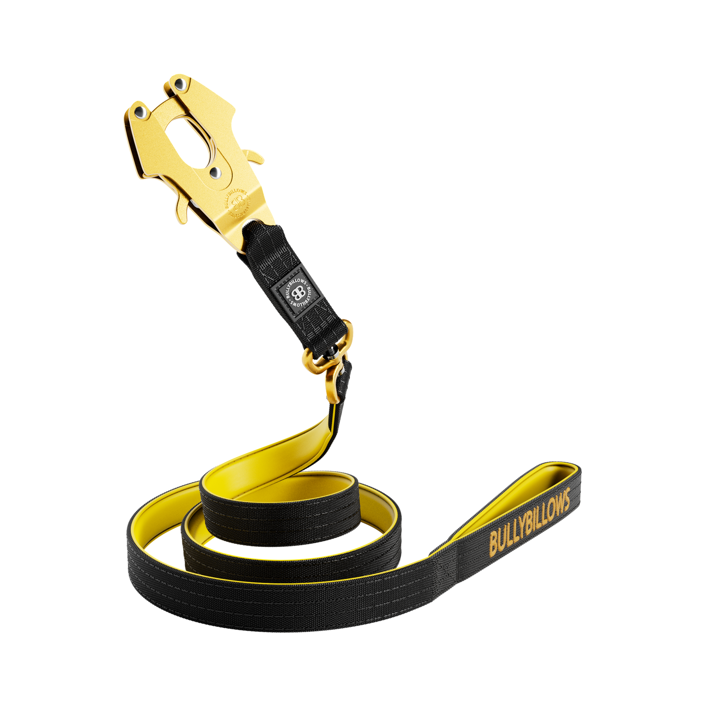 1.4m LIGHTER Swivel Combat Lead | Neoprene Lined, Secure Rated Clip with Soft Handle - Black, Yellow & Gold