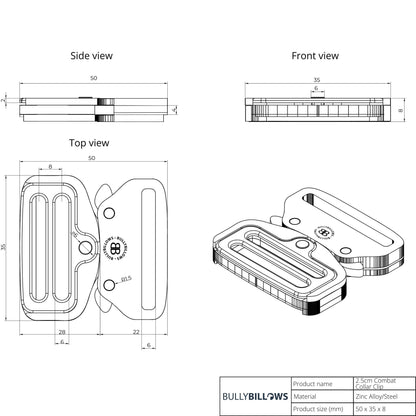 2.5cm Lighter Combat® Collar | Handle & Rated Clip - Pink x Pink