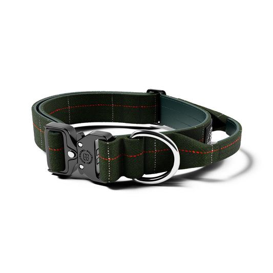 4cm Tweed Combat® Collar | With Handle & Rated Clip - Forest Green