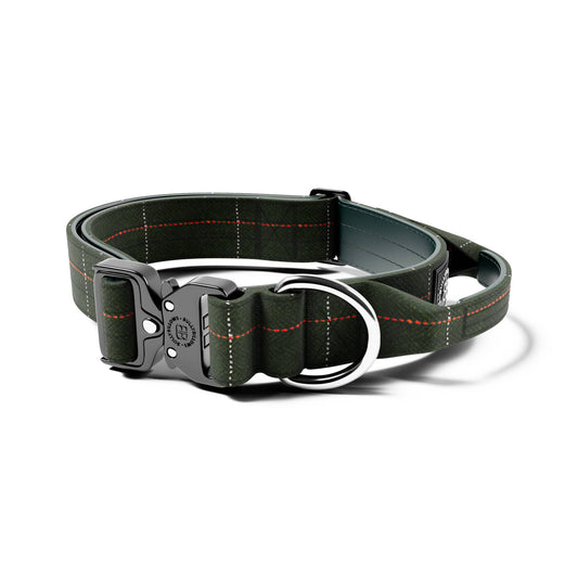 4cm Tweed Combat® Collar | With Handle & Rated Clip - Forest Green