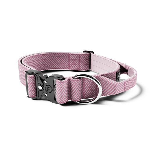 4cm Herringbone Combat® Collar | With Handle & Rated Clip - Soft Pink