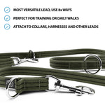 Double Ended Training Lead | All Breeds - Durable & Soft 2m Lead - Khaki