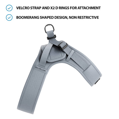 Boomerang Harness - Non Restrictive, Lightweight, Small - Medium Breeds - Grey