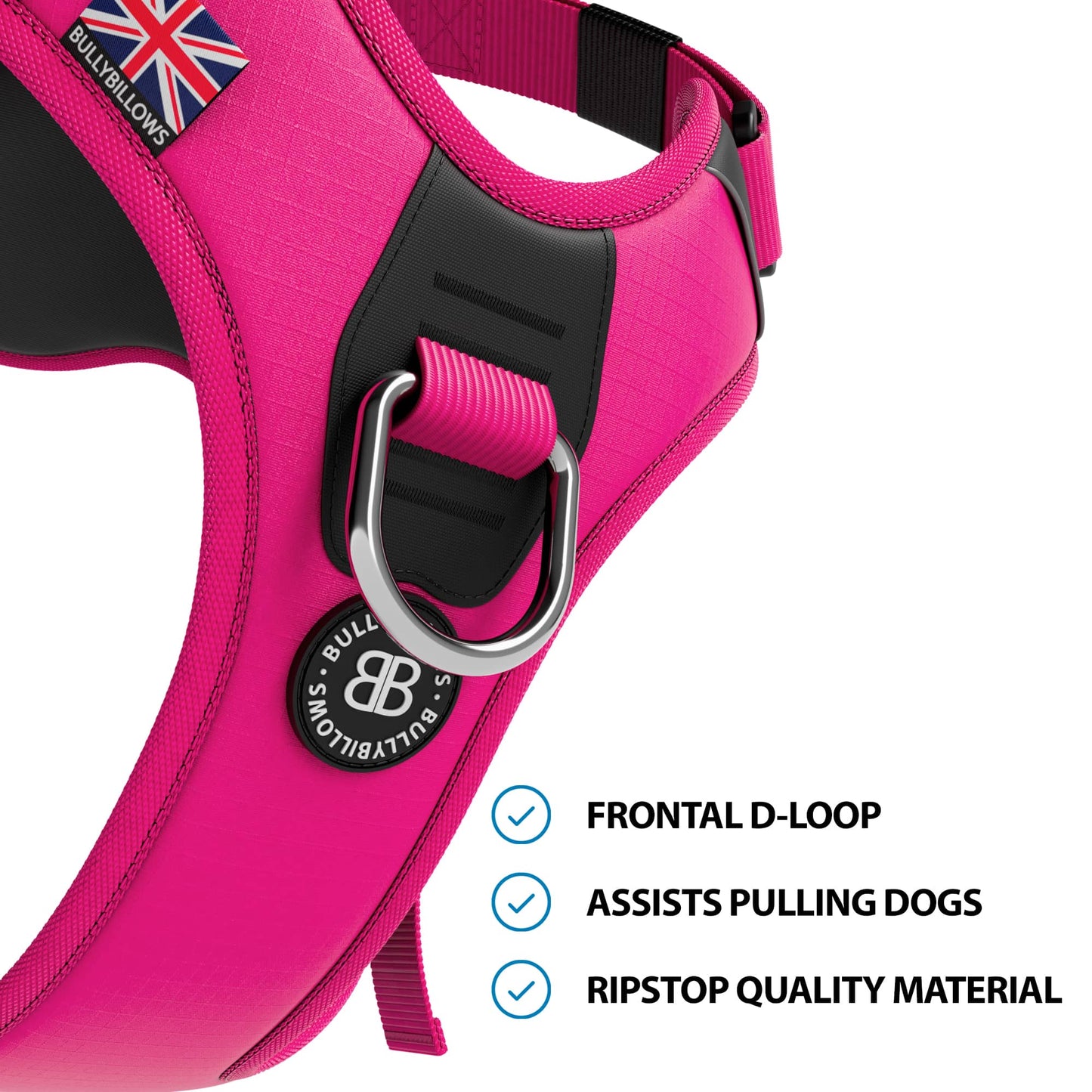 Hurricane Harness - Non Restrictive, With Handle, Adjustable & Reflective - All Breeds - Carminerose