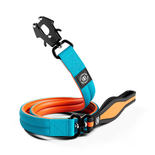 1.2m Mini Combat Lead | Foam & Neoprene Lined with Soft Handle - Light Blue & Orange
