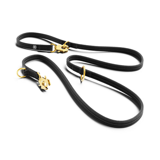 Lightweight Training Double Ended Dog Lead | 2m Length - Black x Yellow