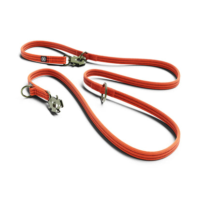 Lightweight Training Double Ended Dog Lead | 2m Length - Burnt Orange x Khaki