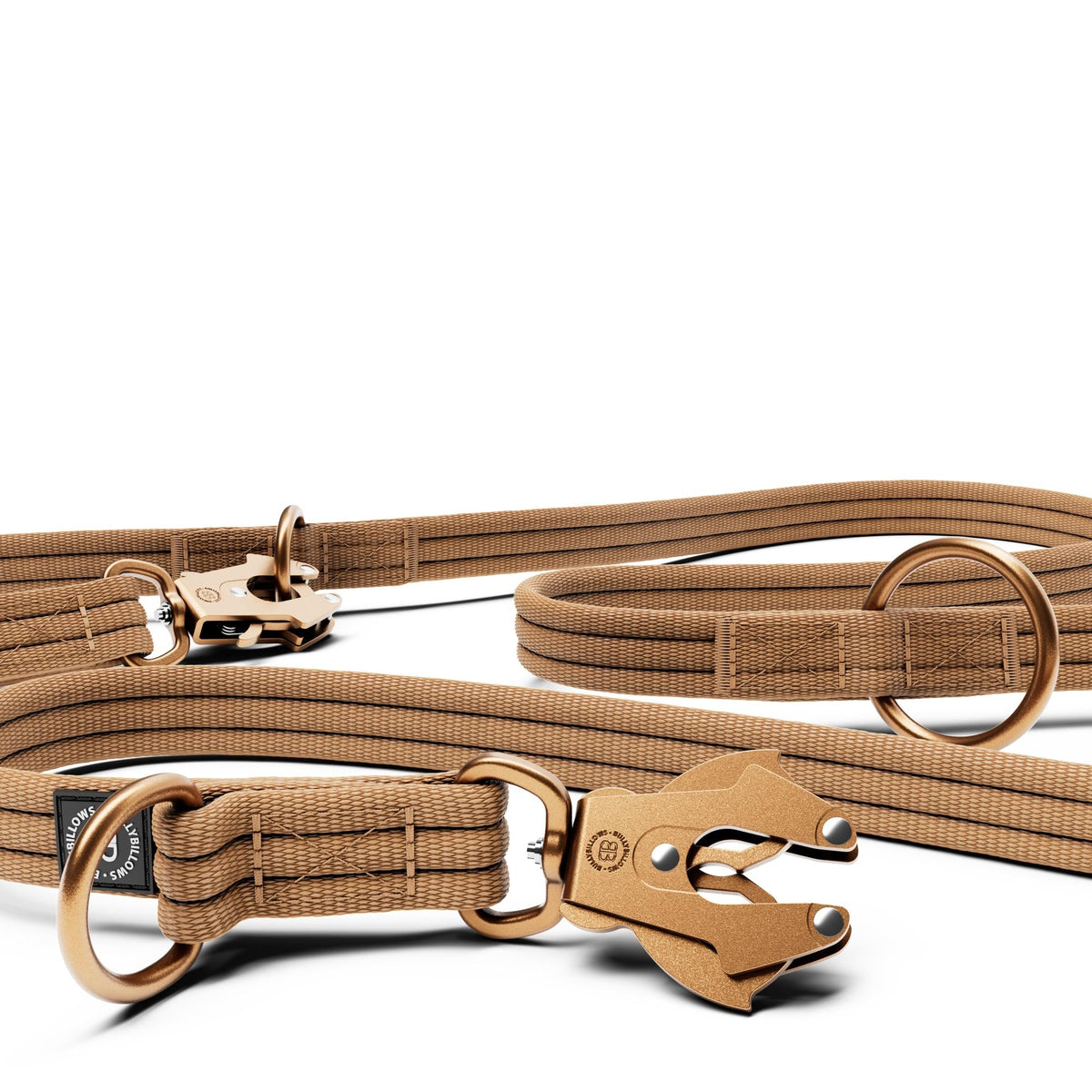 Lightweight Training Double Ended Dog Lead | 2m Length - Tan x Tan