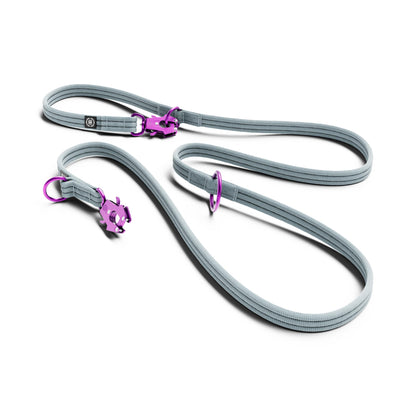 Lightweight Training Double Ended Dog Lead | 2m Length - Purple & Metal Grey