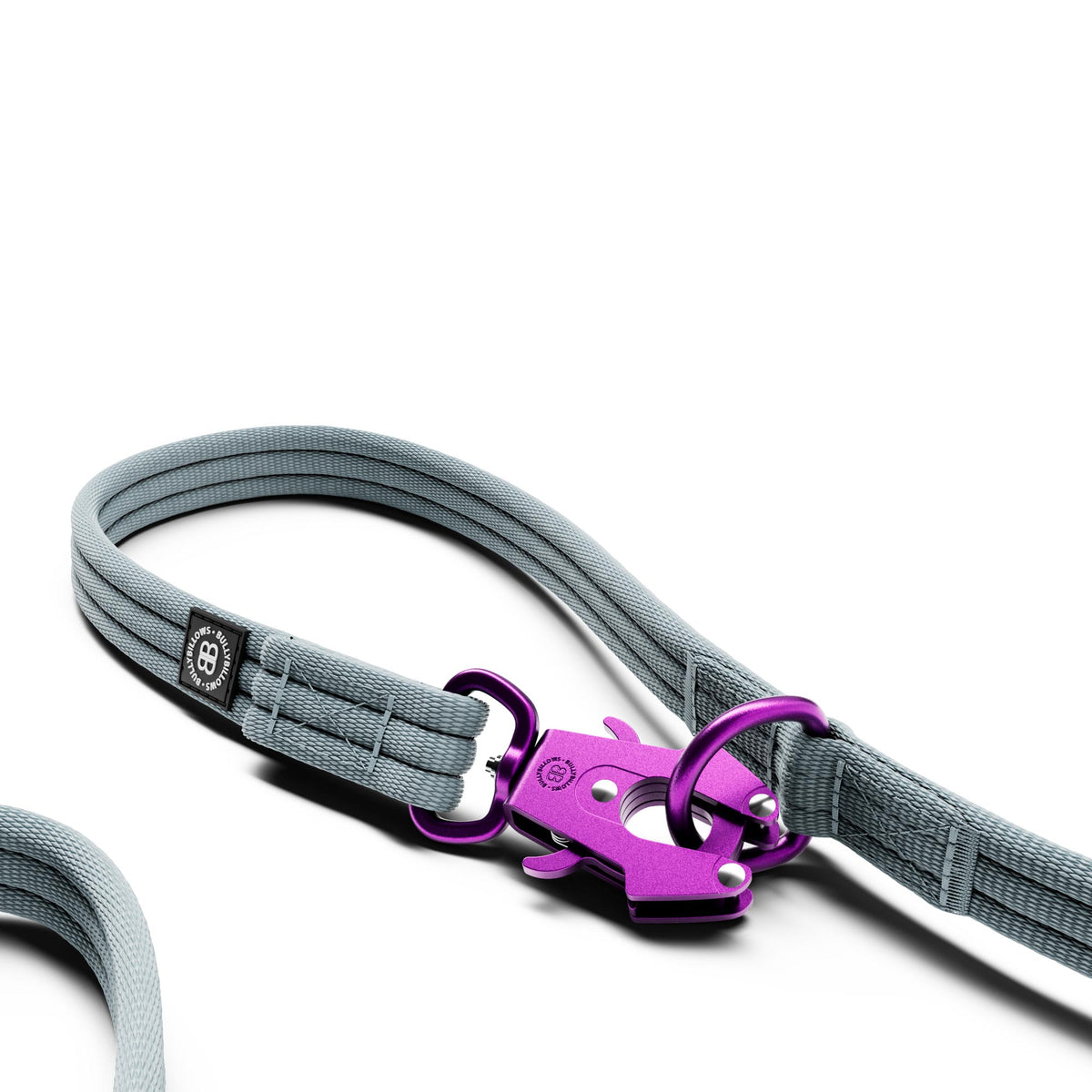 Lightweight Training Double Ended Dog Lead | 2m Length - Purple & Metal Grey