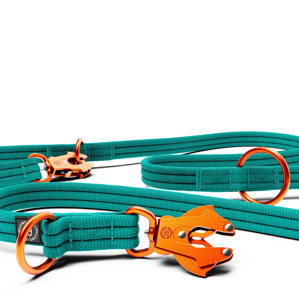 Lightweight Training Double Ended Dog Lead | 2m Length - Turqouise x Orange