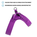 Boomerang Harness - Non Restrictive, Lightweight, Small - Medium Breeds - Purple