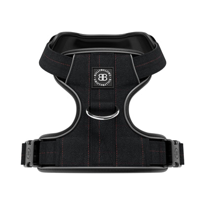 Premium Comfort Tweed Harness | Non Restrictive & Adjustable - Charcoal Black