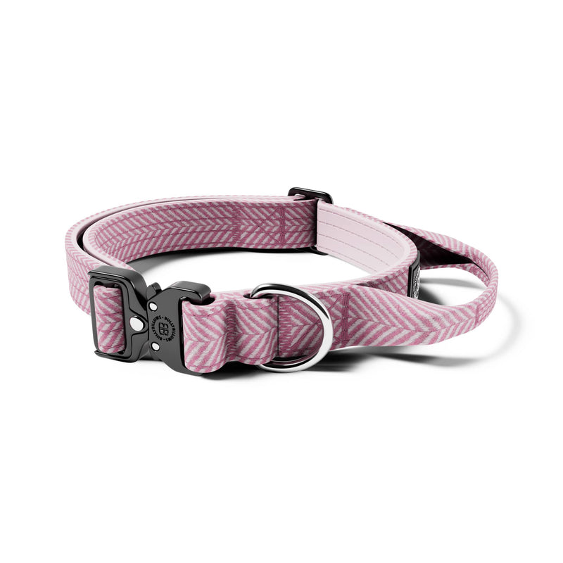 2.5cm Herringbone Combat® Collar | With Handle & Rated Clip - Soft Pink