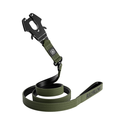 1.4m Swivel Combat Lead | Neoprene Lined, Secure Rated Clip with Soft Handle - Khaki