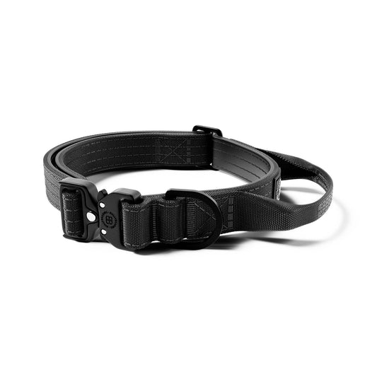 2.5cm LIGHTER Combat® Collar | With Handle & Rated Lightweight Clip - Black x Black