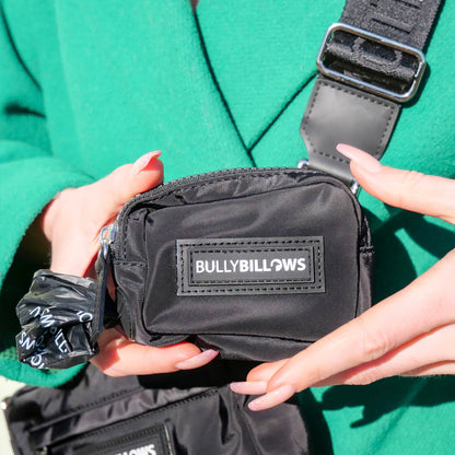 Unisex Luxury Human & Dog Walking Bag | With Adjustable Strap & Poop Bag Holder - Black